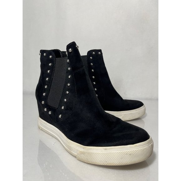 Aldo Shoes Ankle High Heels Black Suede Studded Womens Shoes 8 38.5 Platforms - Picture 3 of 11